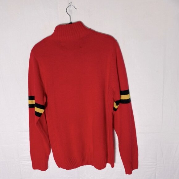 Vintage NHL Red Yellow Black Mock Neck Knit Calgary Flames Pullover Sweater M - Picture 2 of 16